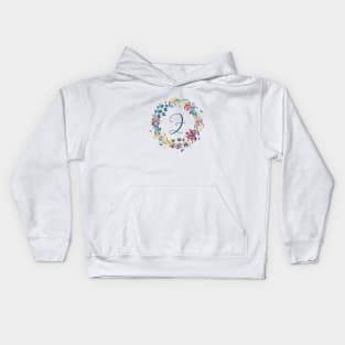 Floral Monogram Z Colorful Full Blooms Kids Hoodie